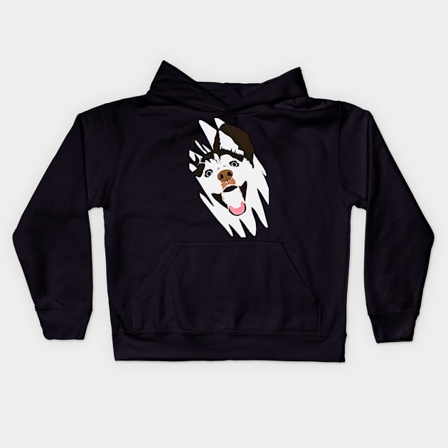 Excited Husky Dog Kids Hoodie by Digital GraphX